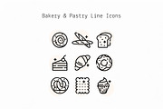 Bakery & Pastry Line Icons, an Outline Icon by Lyolya Profitrolya (Thumbnail 1 of 2)
