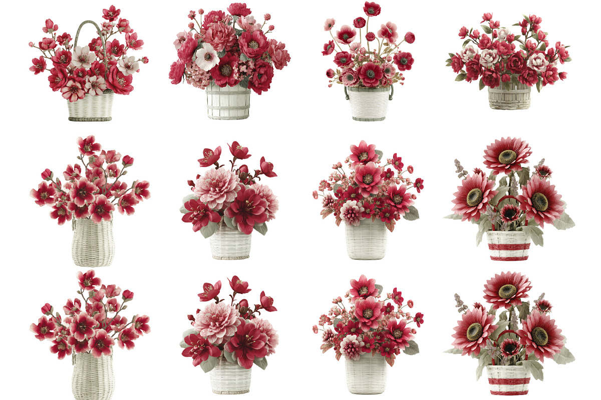 Spring Flower Basket Clipart, an Illustration by Designking (Photo 3 of 5)