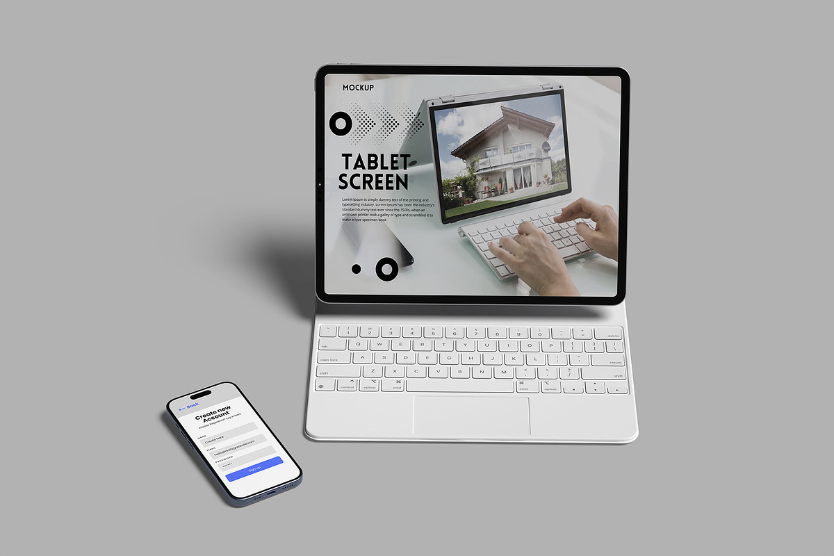 Tablet & Phone Screen Mockup, a Device Mockup by lamorastudio (Photo 1 of 11)