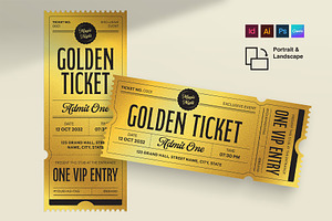 Golden Ticket Template, an Invitation Template by BrandPacks