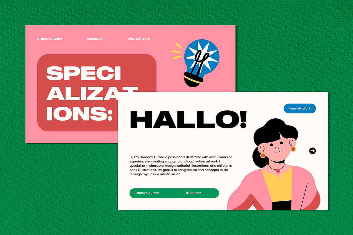 Sache-Illustrator Portfolio Template, a Presentation Template by Invisual Studio (Photo 2 of 7)