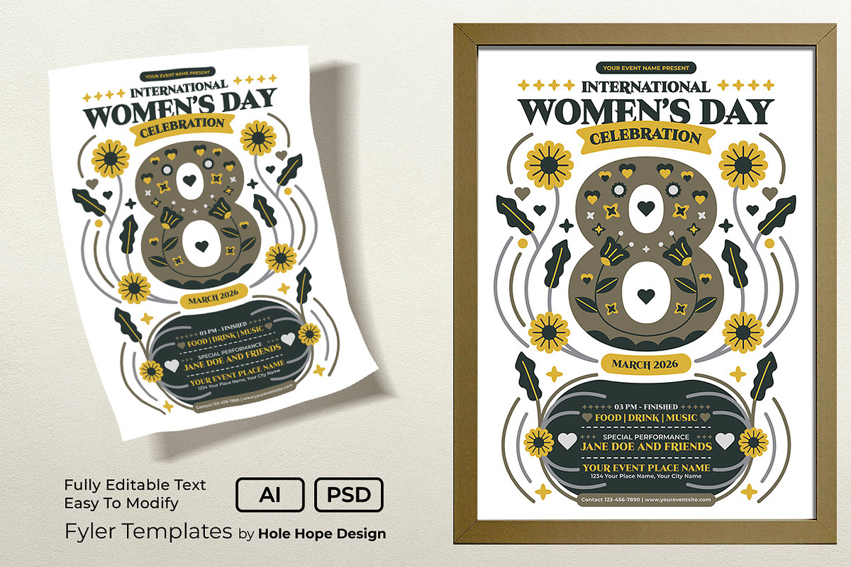 Folk Art International Women's Day, a Flyer Template by Hole Hope Design (Photo 1 of 5)
