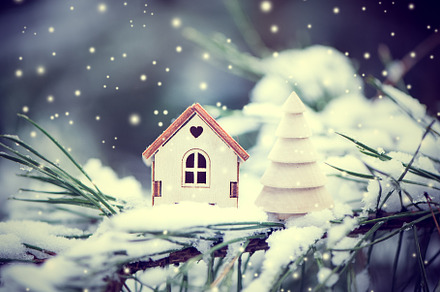 Christmas toy house with a toy tree containing architecture, building, and