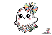 Ghost with Floral Bow PNG Bundle, an Illustration by Clipart Bloom (Thumbnail 5 of 11)