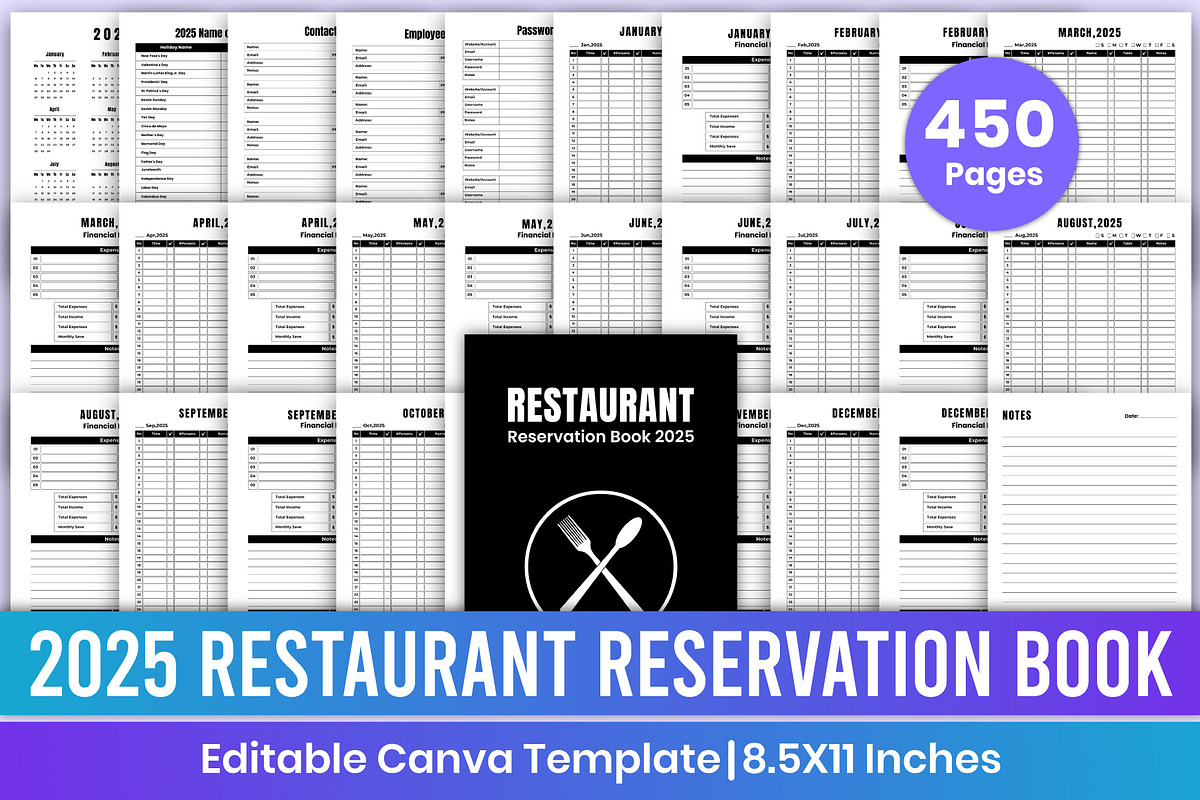 2025 Restaurant Reservation Book, a Stationery Template by Mustafiz (Photo 1 of 5)