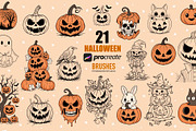 Procreate Halloween pumpkin brushes, a Brush Add-On by PDknyStudio (Thumbnail 1 of 3)
