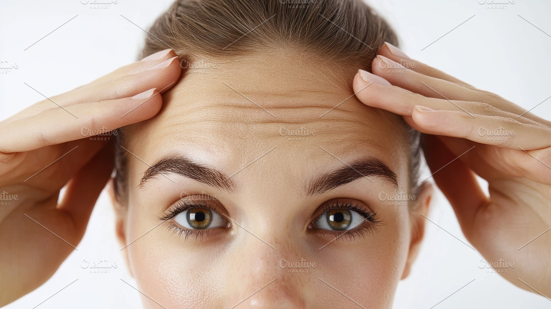 Woman massaging forehead, a Photo by Beautiful things