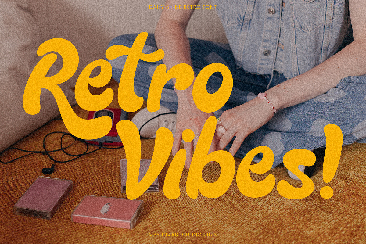 Daily Shine - Groovy Retro Font, a Handwritten Font by Invasi Studio (Photo 2 of 10)