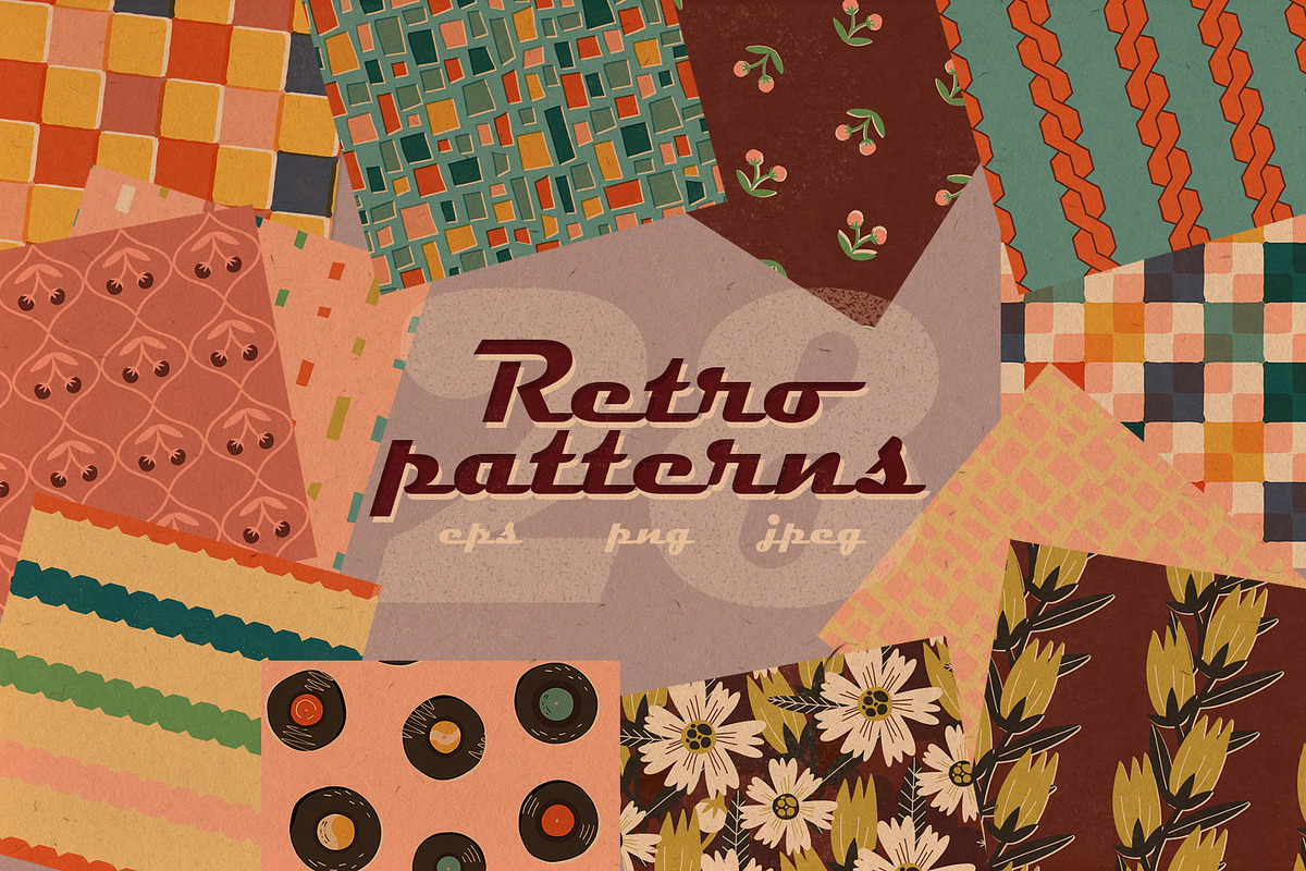 Retro patterns set, a Pattern Graphic by Paper Cherry (Photo 1 of 13)