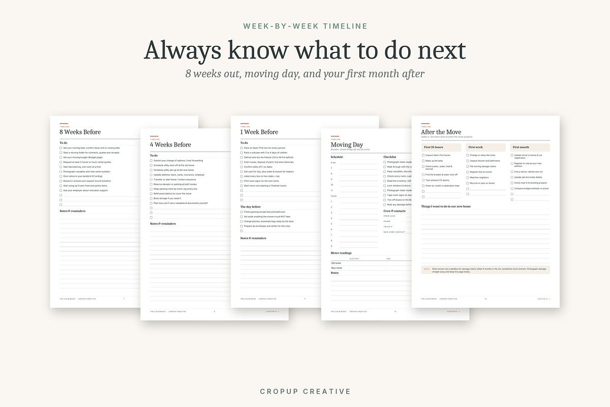 Printable & Fillable Moving Planner, a Stationery Template by CropUp Creative (Photo 4 of 10)