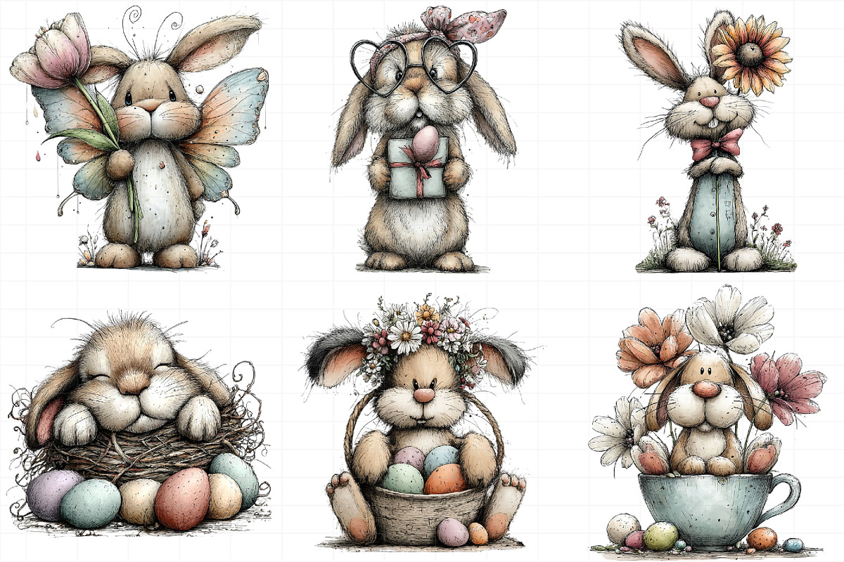 Whimsical Easter Bunny Clipart, an Illustration by Daily.Designs (Photo 3 of 7)