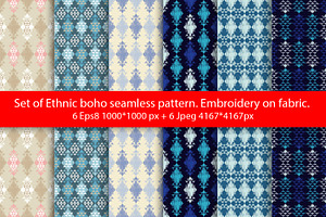 Set of Ethnic boho seamless pattern.