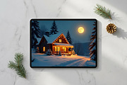 Cozy Winter Cabin Night Background, a Nature Photo by Aura Canyon HQ (Thumbnail 7 of 7)