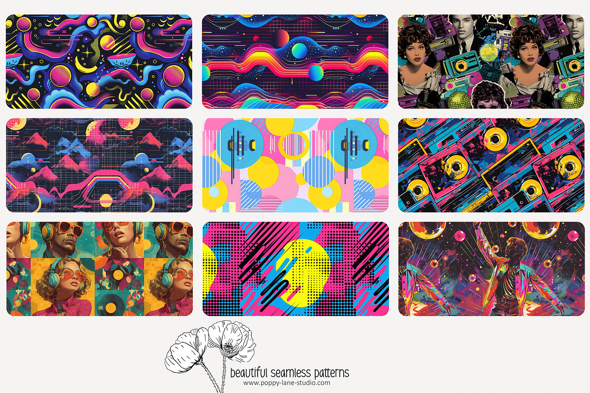 70 retro music seamless pattern, a Pattern Graphic by Poppy Lane Studio (Photo 4 of 10)