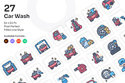 Car Wash Icons Set - Filled Line, an Icon by Kmg Design (Thumbnail 1 of 2)