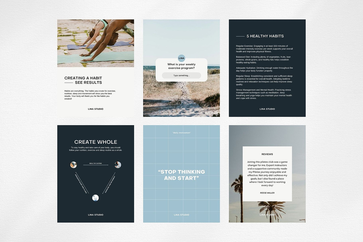LINA / Canva Yoga Templates, a Social Media Template by Mia Branding Studio (Photo 7 of 9)