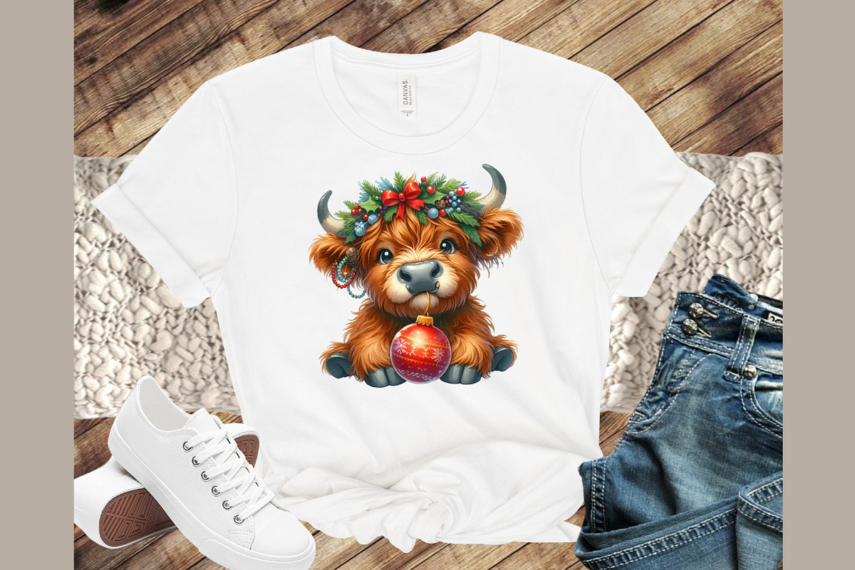 Cute Christmas Highland Cow PNG, an Illustration by Sublimation Artist (Photo 5 of 9)
