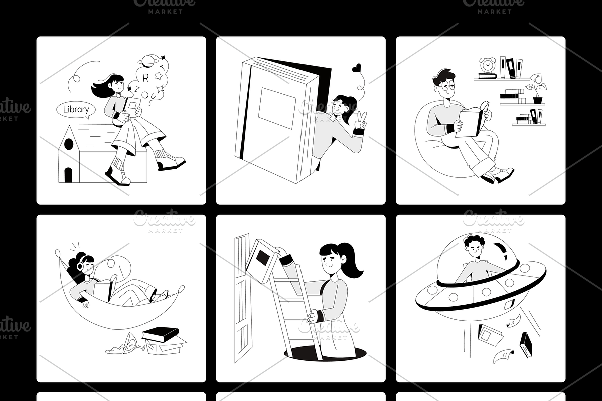 Book and Library Illustration Set, an Illustration by Prosymbols (Photo 7 of 8)