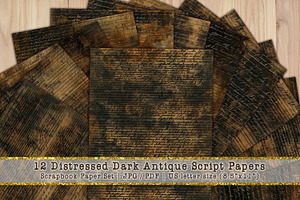 Distressed Dark Antique Script Paper