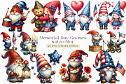 Watercolor Memorial Day Gnomes, a Seasonal Illustration by DreamArtGraphic (Thumbnail 1 of 4)