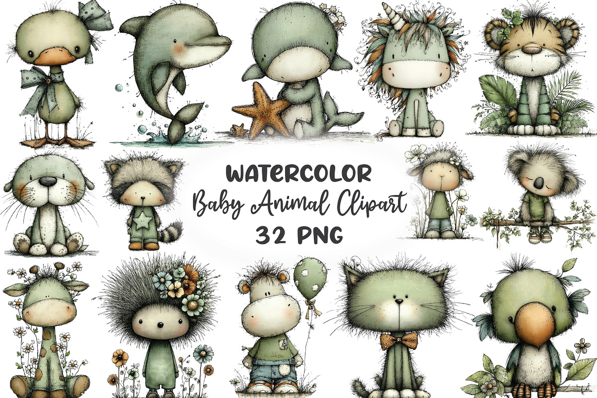 Baby Animal Clipart Bundle, an Illustration by CraftArtStudio (Photo 1 of 6)