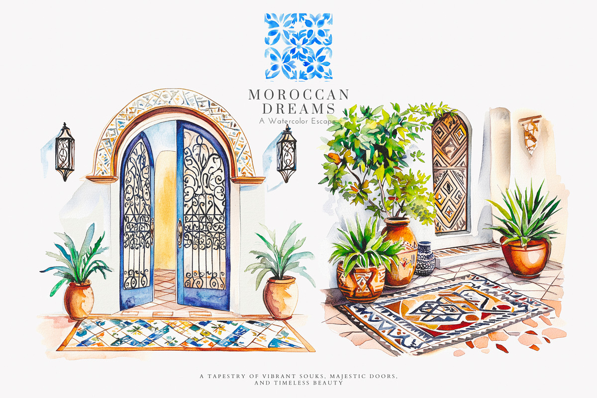 Moroccan clipart watercolor set, a Decorative Illustration by Patishop Art (Photo 9 of 10)