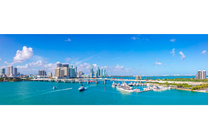 USA, scenic Miami harbor panoramic, an Architecture Photo by Web Engine Design