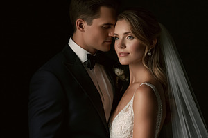Newlywed couple embracing, bride and groom sharing a romantic mo, a Person Photo by Studio ANNA