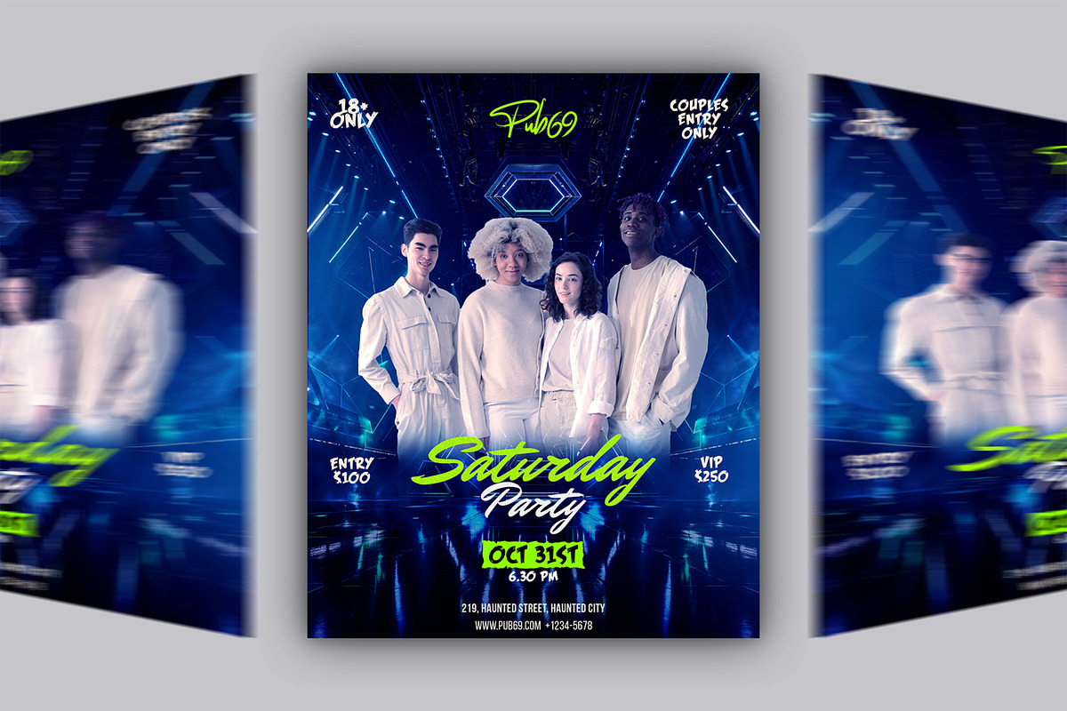 Saturday Night Party Flyer PSD, a Flyer Template by Posterfello (Photo 4 of 5)