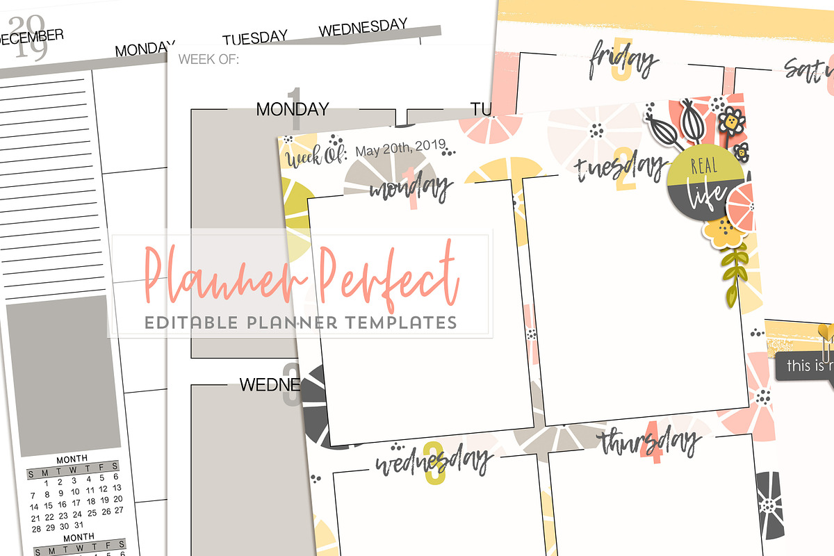 Editable Planner Perfect Templates, a Stationery Template by Studio Kitsch