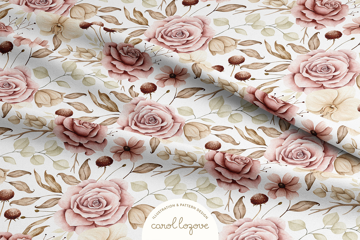 Watercolor Boho Fall Dusty Rose Set, a Decorative Illustration by Carol Lozove (Photo 46 of 74)