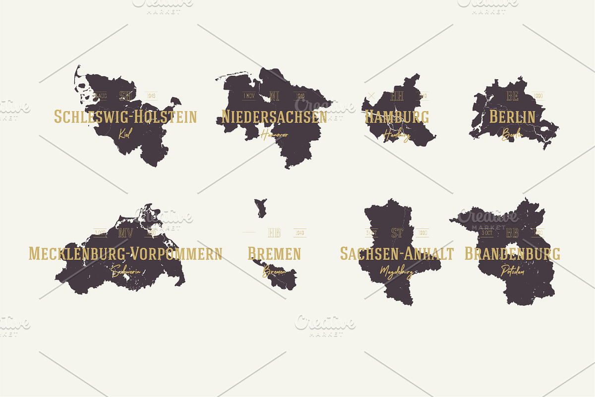 16 German states Maps, an Illustration by MaximGertsen (Photo 3 of 6)