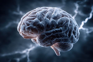 Human Brain Stormy Sky Neurological, a Photo by Pixeness Studio