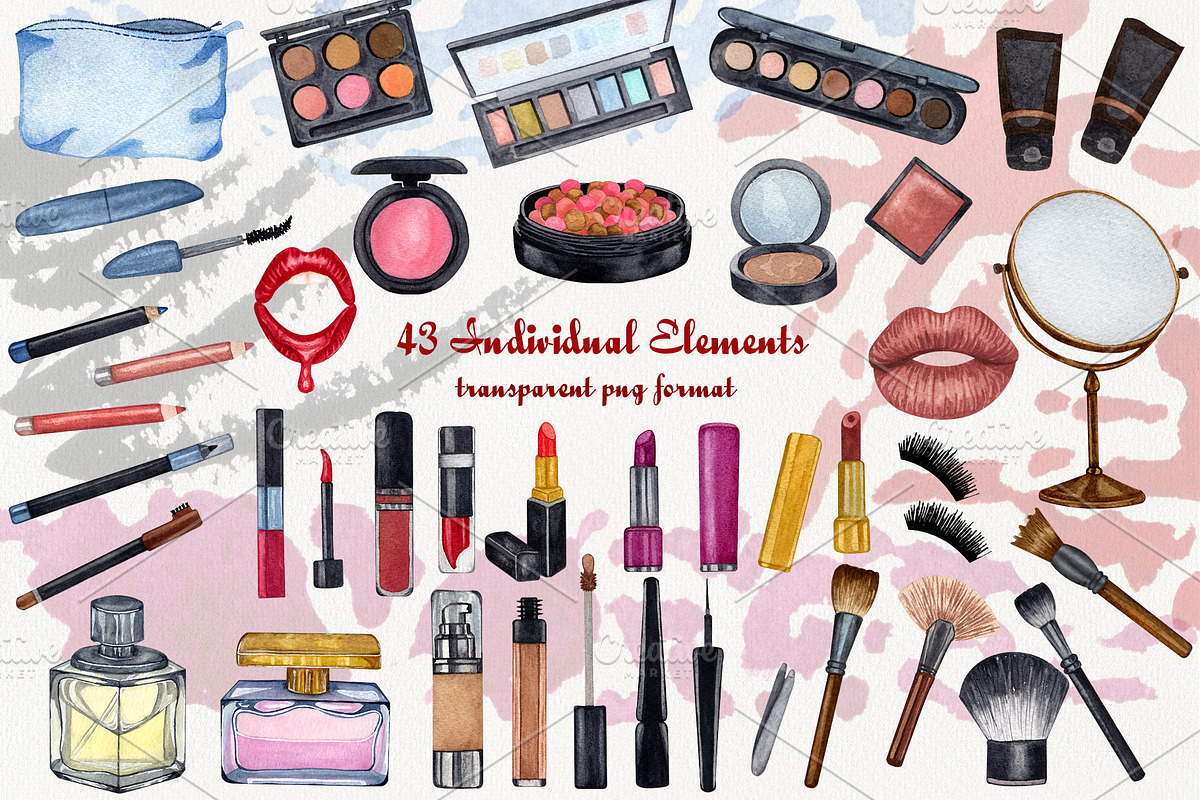 Make Up Watercolor Set, an Object Illustration by BarvArt (Photo 3 of 13)