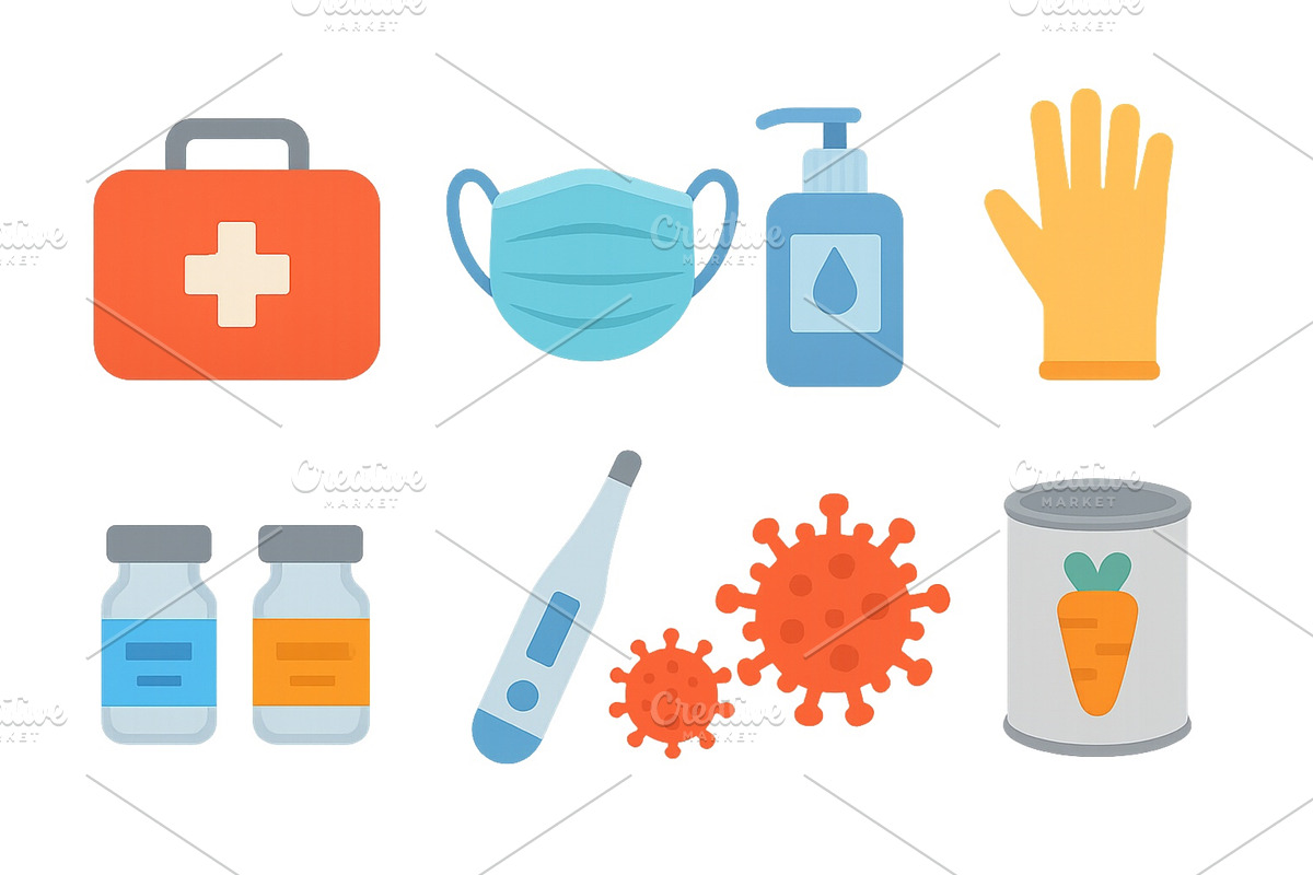 Health and safety items arranged in, an Object Illustration by ZinetroN