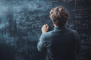 Man writing complex mathematical, a School & Education Photo by MistyDay