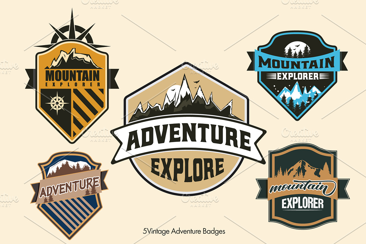 Vintage-Adventure-Badges, a Branding & Logo Template by Ismael Hossain (Photo 1 of 7)