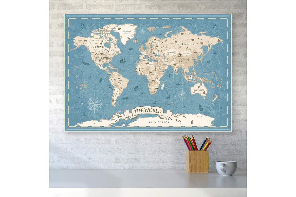 Kids World Map - Cartoon Ancient, a Graphic by PorcuPen Works (Photo 6 of 7)