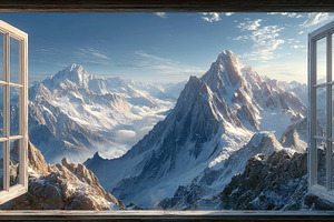 Mountain View Through Open Window, a Background Photo by Ales Munt