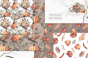 Watercolor Autumn Pumpkins