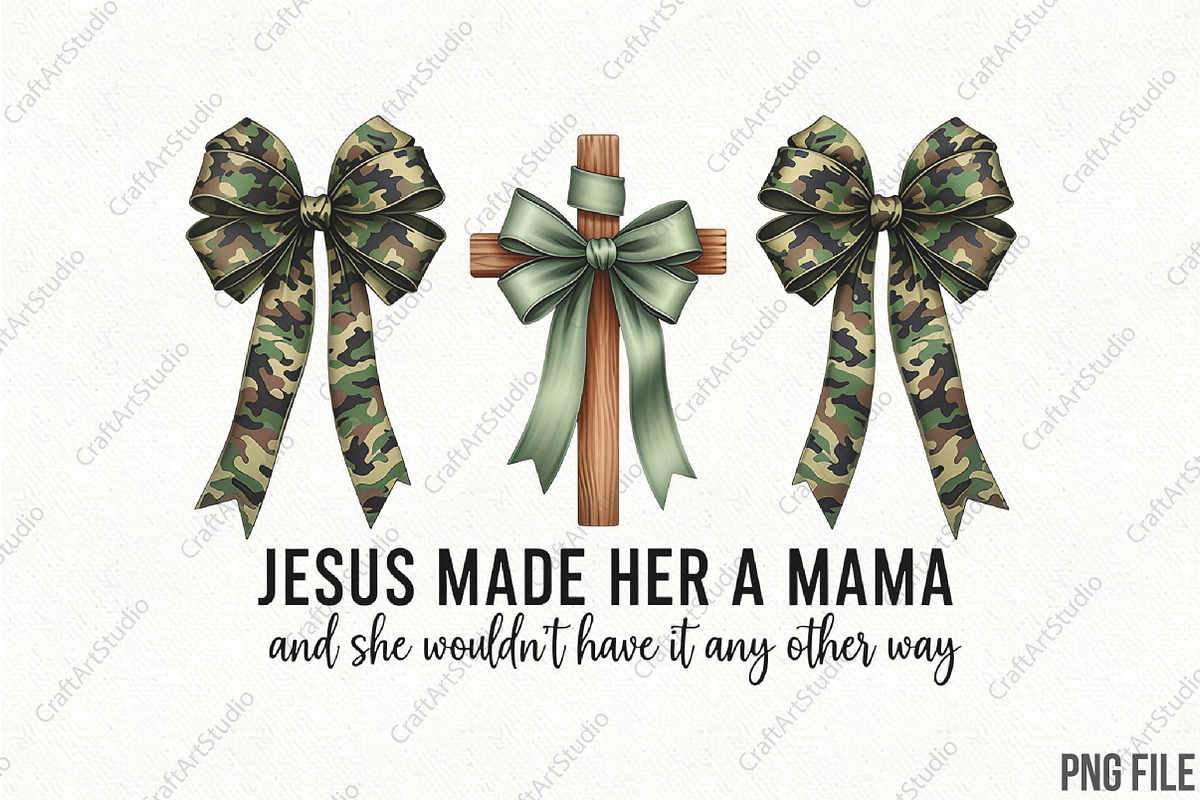 Jesus Made Her a Mama Camo Cross Bow, an Illustration by CraftArtStudio (Photo 1 of 4)