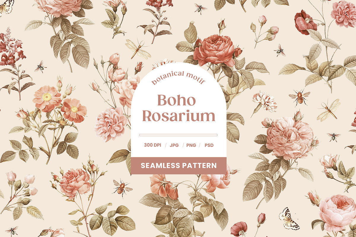 Vintage Boho Rosarium Pattern, a Pattern Graphic by Yello_illustration (Photo 1 of 15)