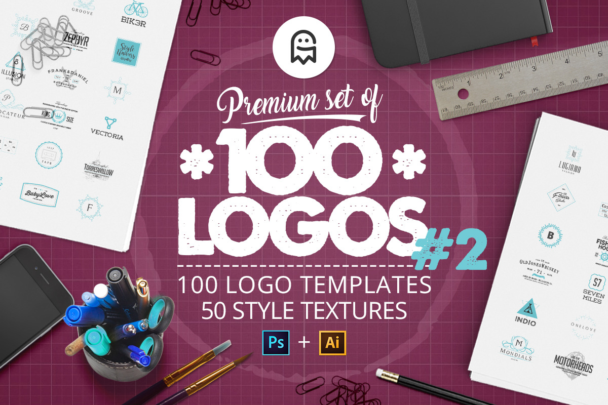 Premium Set of 100 Logos #2, a Branding & Logo Template by Graphic Ghost (Photo 9 of 9)