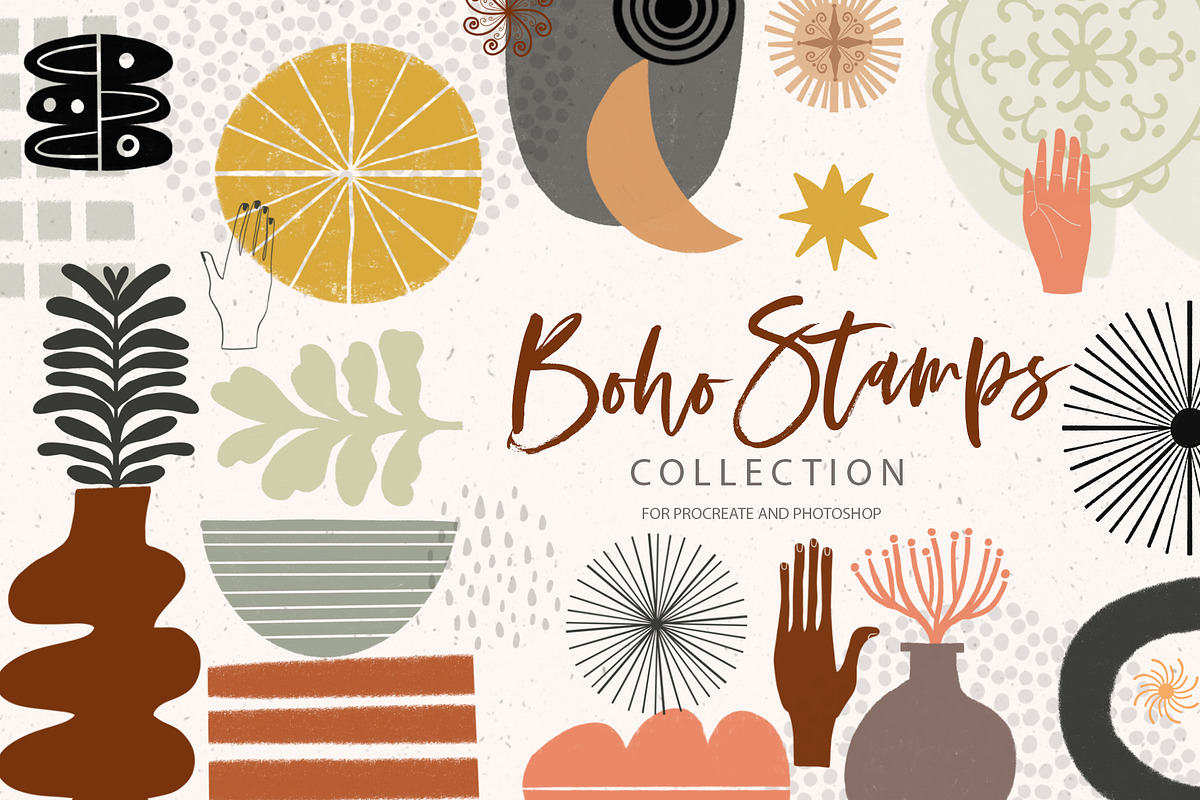 Boho Stamps for Procreate & PS, a Brush Add-On by Sweet Fig (Photo 1 of 9)