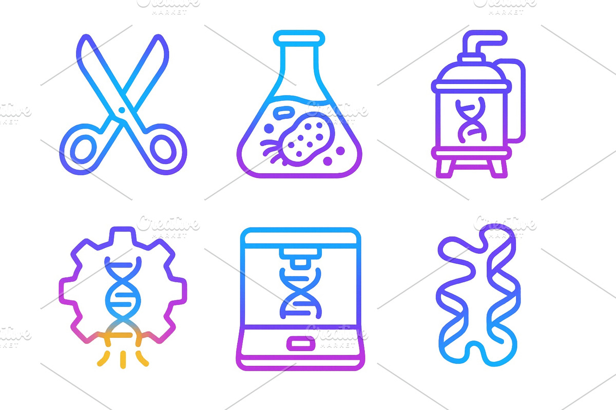 Icons depicting genetic engineering, an Illustration by ZinetroN