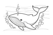 Whale Line Art Vector Bundle, an Illustration by yasushie (Thumbnail 21 of 51)