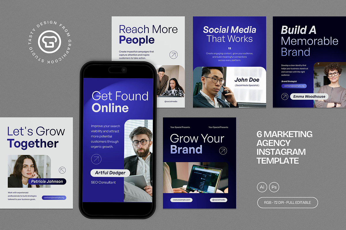 Marketing Agency Instagram Template, a Social Media Template by graphicook (Photo 1 of 3)