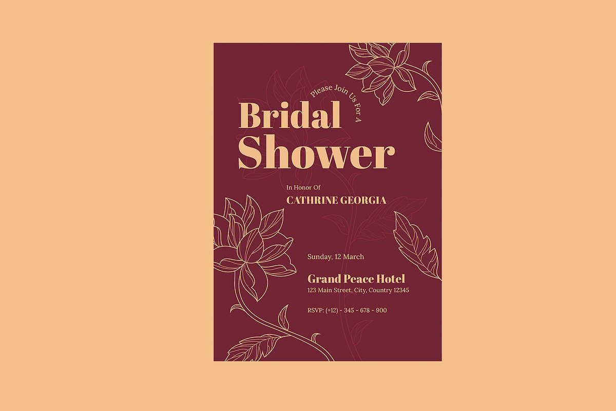 Bridal Shower Invitation Floral Line, a Flyer Template by Neermana (Photo 2 of 4)