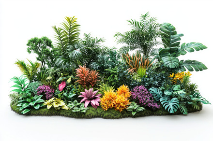 Vibrant tropical garden arrangement, a Photo by Tanuart