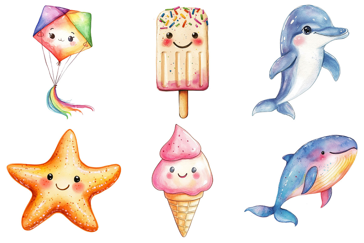 Kawaii Doodle Summer Clipart, an Illustration by Pixels.Craft (Photo 2 of 7)
